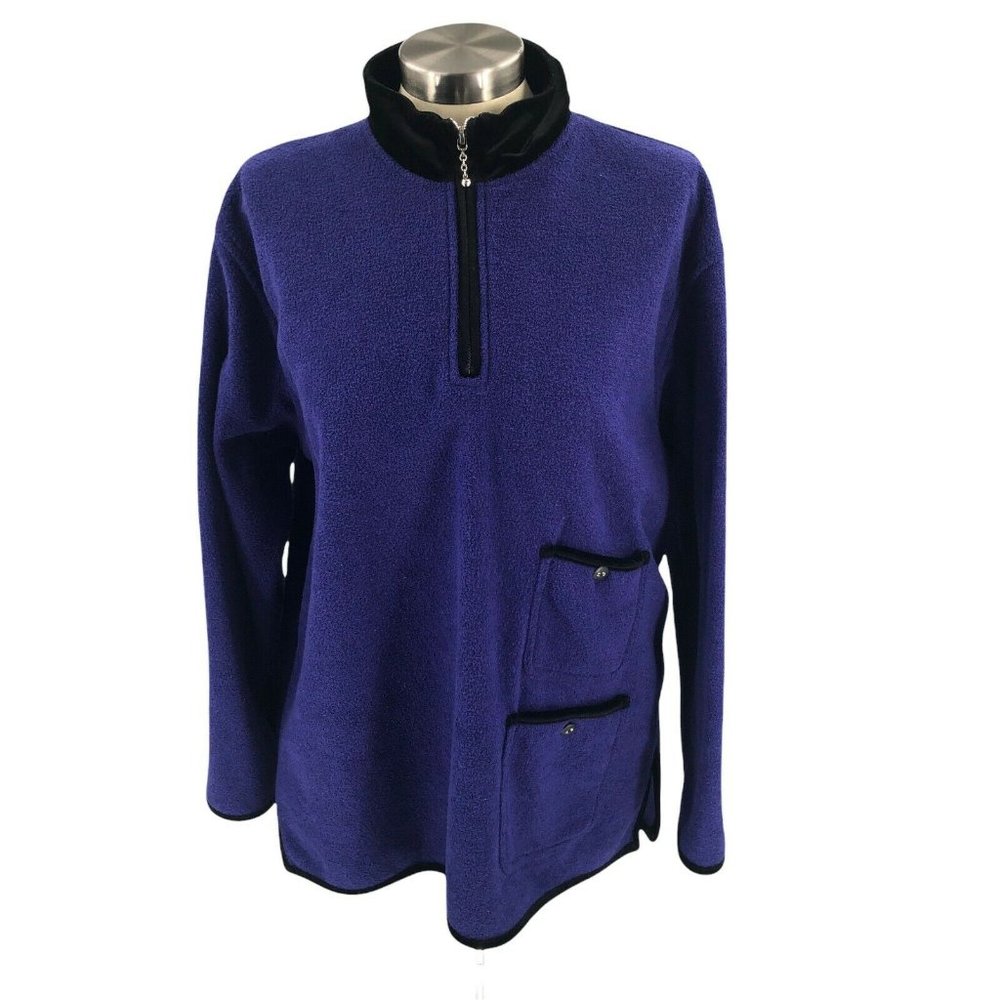 Planet & Company Womens Sweater Large Purple Quarter Zip Long Sleeve Sweatshirt